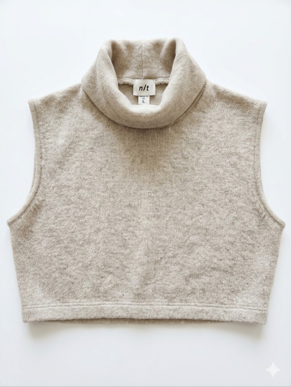 n/t Noat by Amati Made in LA Oatmeal Heather Knit Cropped Turtleneck L - Picture 2 of 8